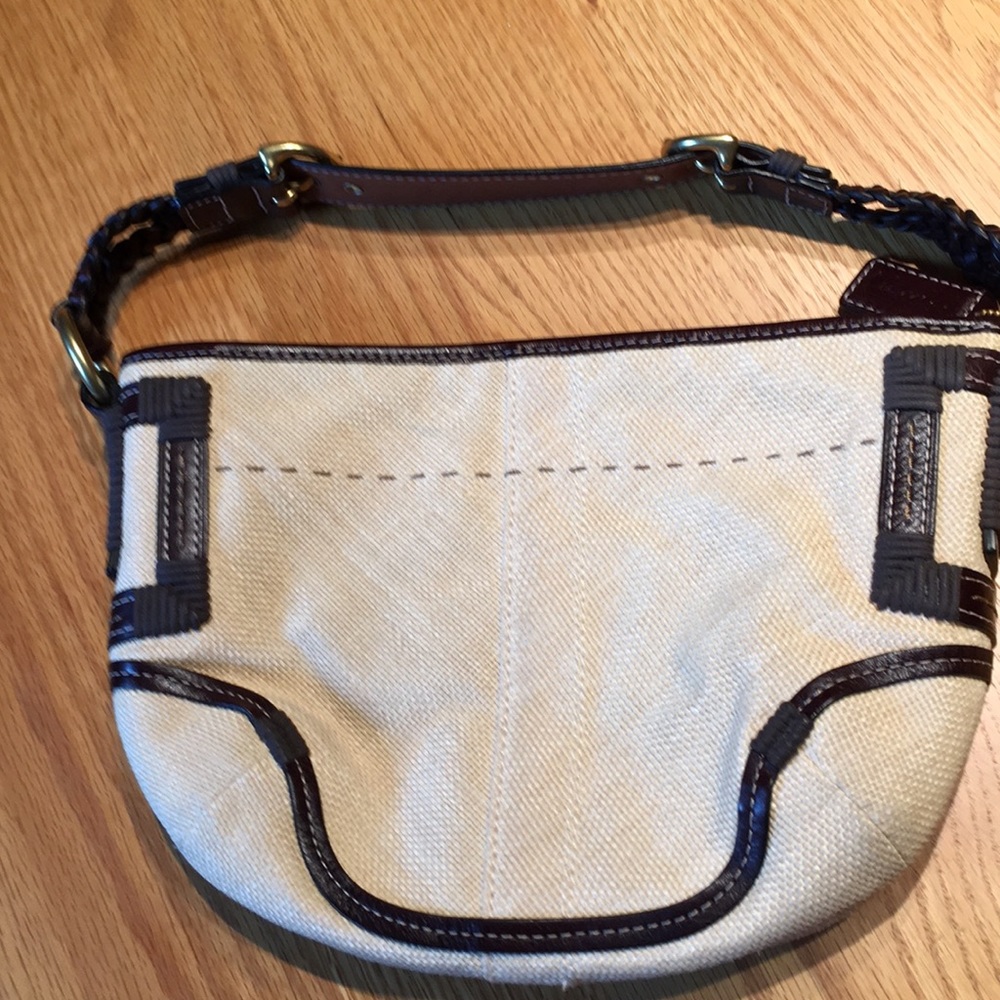 Coach mini straw bag with braid leather handle